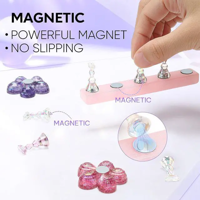 Alt view image 5 of 7 - Nail Stand Display, DIY Magnetic Nail Holder for Nail Tips, Acrylic Nail Practice Holders Nail Painting Stand with 96Pcs Reusable Adhesive Putty for False Nail Tip Manicure Tool