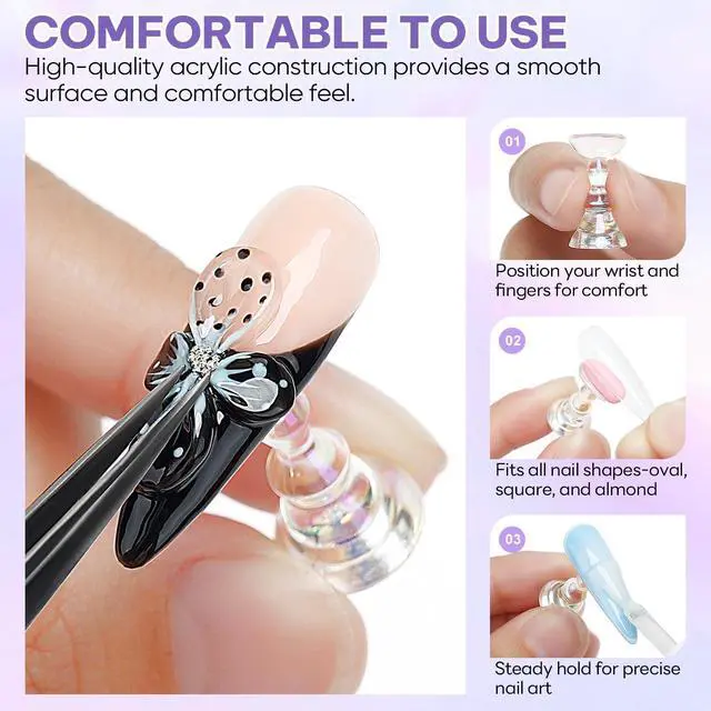 Alt view image 3 of 7 - Nail Stand Display, DIY Magnetic Nail Holder for Nail Tips, Acrylic Nail Practice Holders Nail Painting Stand with 96Pcs Reusable Adhesive Putty for False Nail Tip Manicure Tool