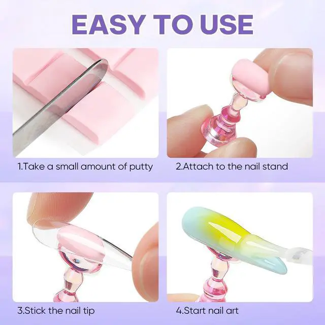 Alt view image 7 of 7 - Nail Stand Display, DIY Magnetic Nail Holder for Nail Tips, Acrylic Nail Practice Holders Nail Painting Stand with 96Pcs Reusable Adhesive Putty for False Nail Tip Manicure Tool
