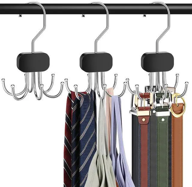 Main image of Belt Hanger for Closet, 3PCS Belt Organizer for Closet 360°Rotating Max 72 Belt, Tie Rack Hanger for Closet Tie Organizer for Closet Belt Holder for Closet for Belt,Tie,Tank Top,Bra,Scarf,Hat