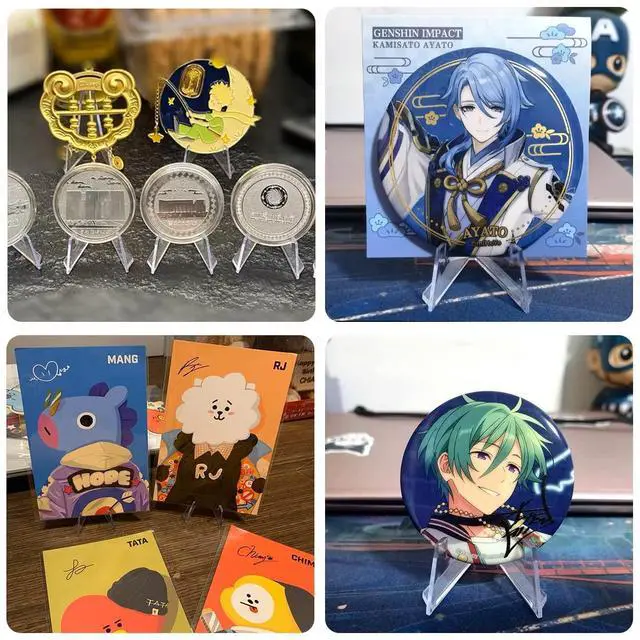 Alt view image 6 of 7 - 20 Packs Acrylic Easel Stands Display Stand Mini Clear Holder for Displaying Small Artworks, Coins, Pocket Watches, Challenge Medals (2.12x 1.4 Inch)