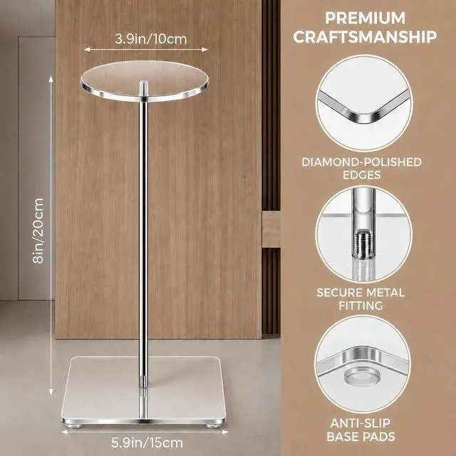 Alt view image 2 of 7 - Clear Acrylic Hat Display Stand and Wig Stand, Hat Holder, Multi-Use Stand