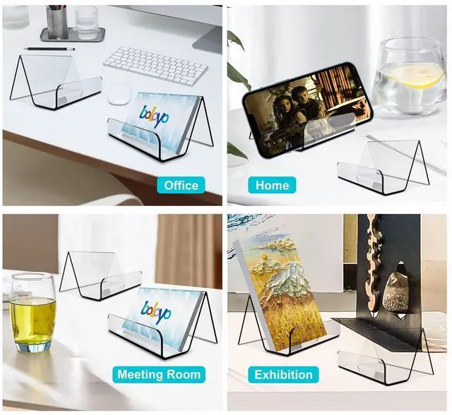 Alt view image 5 of 7 - Acrylic Business Card Holder for Desk , 6PC Business Card Display Stand Desktop Name Card Organizer Capacity 60 Cards