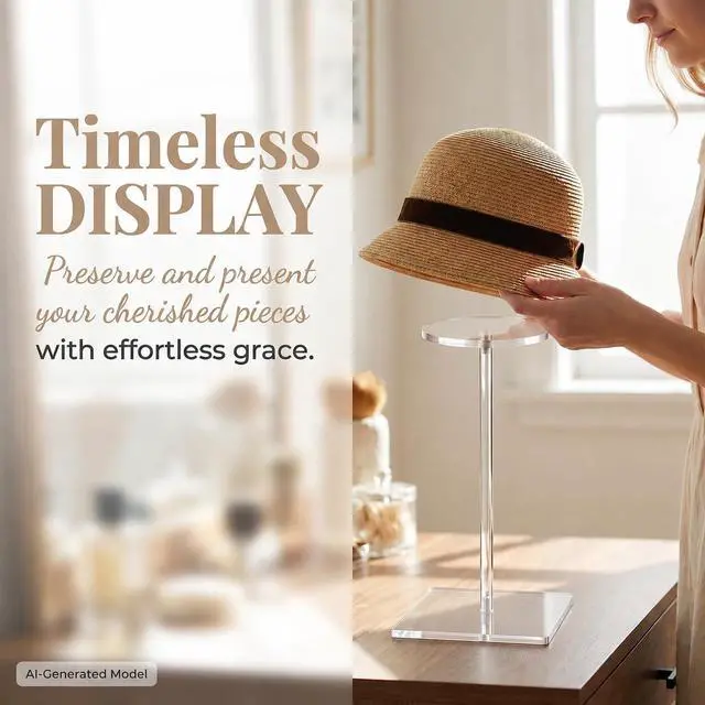 Alt view image 4 of 7 - Clear Acrylic Hat Display Stand and Wig Stand, Hat Holder, Multi-Use Stand