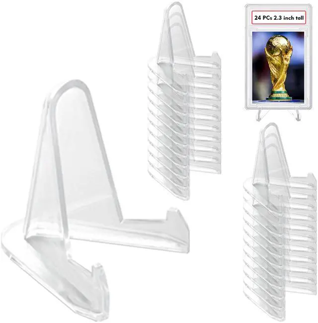 Main image of Thickened Version 24 Packs Card Stands Sports Card Holder, Card Display Stand for Display Graded Card Challenge Medals Casino Chips, 2.3 Inch Tall, Clear
