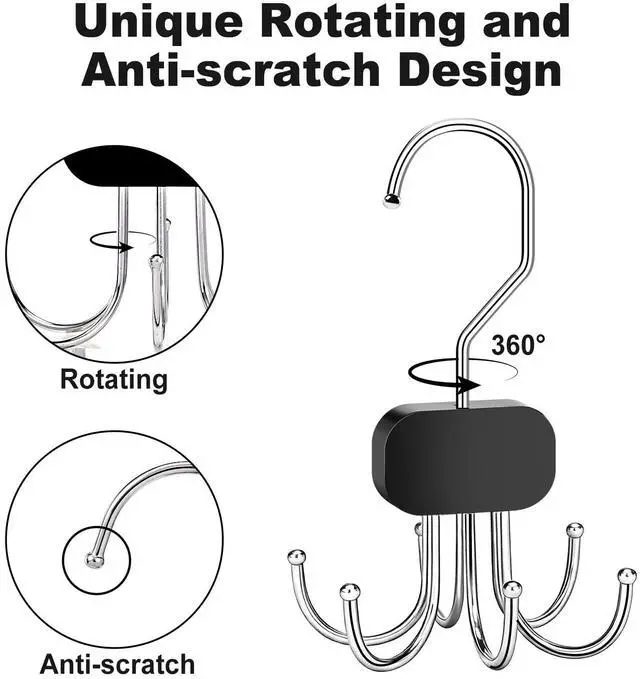 Alt view image 3 of 7 - Belt Hanger for Closet, 3PCS Belt Organizer for Closet 360°Rotating Max 72 Belt, Tie Rack Hanger for Closet Tie Organizer for Closet Belt Holder for Closet for Belt,Tie,Tank Top,Bra,Scarf,Hat