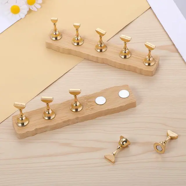 Alt view image 3 of 7 - Wood Press on Nail Holder 2 Set, Nail Stand for Press on Magnetic Nails Tip Holder with 200 Pcs Double-Sided Tape for Home DIY Salon Supplies