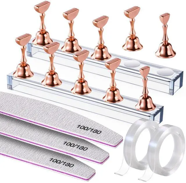 Main image of Metallic Nail Stand, Nail Holder For Painting Nails, Nail Kit, Press On Nail Stand, Nail Stand For Press Ons, Nail Tools For Nail Art, Nail Design Tools, Nail Art Tools, Rose Gold