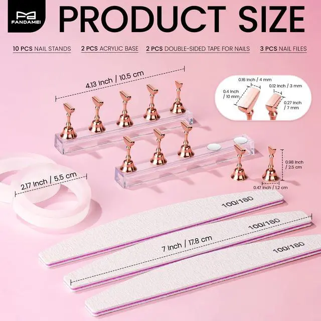 Alt view image 2 of 7 - Metallic Nail Stand, Nail Holder For Painting Nails, Nail Kit, Press On Nail Stand, Nail Stand For Press Ons, Nail Tools For Nail Art, Nail Design Tools, Nail Art Tools, Rose Gold