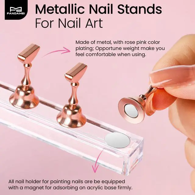 Alt view image 3 of 7 - Metallic Nail Stand, Nail Holder For Painting Nails, Nail Kit, Press On Nail Stand, Nail Stand For Press Ons, Nail Tools For Nail Art, Nail Design Tools, Nail Art Tools, Rose Gold