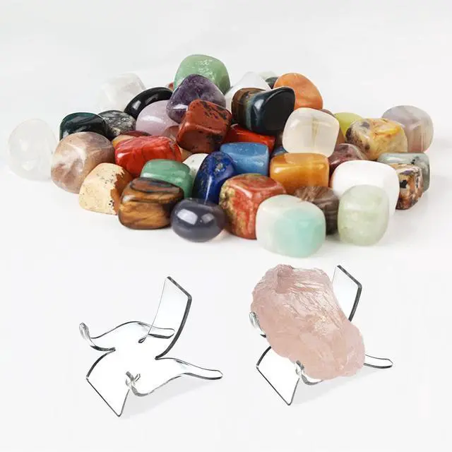Alt view image 3 of 7 - (3 Sizes 12 PCS)Crystal Display Stand,Acrylic Rock Holder,Clear Display Easel Stands Pedestal for Crystal,Geodes,Rock,Mineral Agate Fossil Coral Gemstone Small Collectibles Display Stands