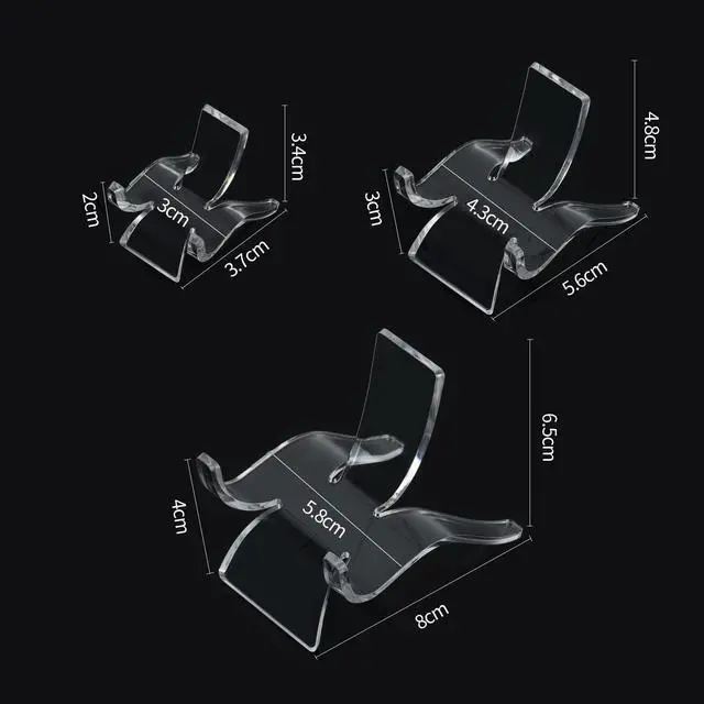 Alt view image 2 of 7 - (3 Sizes 12 PCS)Crystal Display Stand,Acrylic Rock Holder,Clear Display Easel Stands Pedestal for Crystal,Geodes,Rock,Mineral Agate Fossil Coral Gemstone Small Collectibles Display Stands