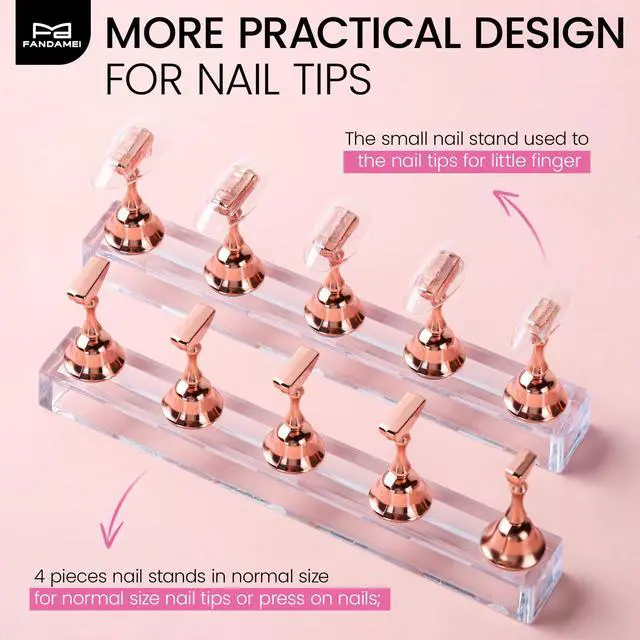 Alt view image 4 of 7 - Metallic Nail Stand, Nail Holder For Painting Nails, Nail Kit, Press On Nail Stand, Nail Stand For Press Ons, Nail Tools For Nail Art, Nail Design Tools, Nail Art Tools, Rose Gold