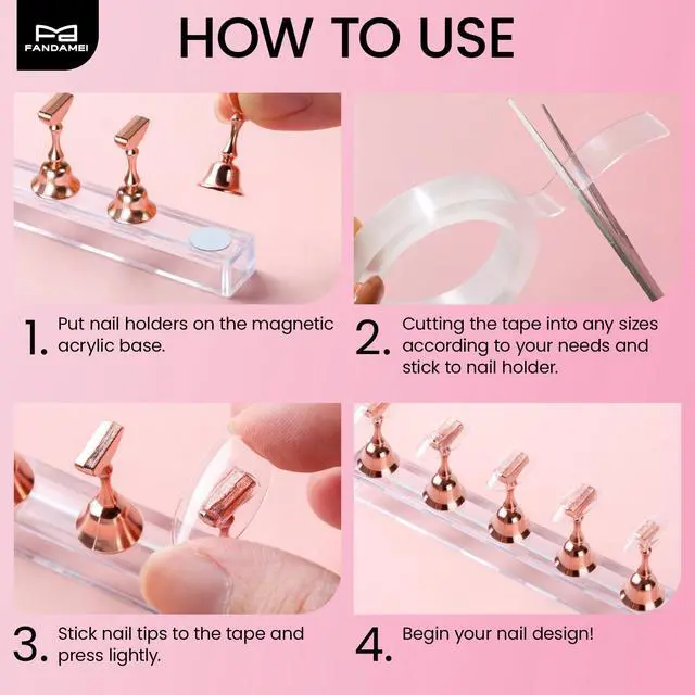 Alt view image 7 of 7 - Metallic Nail Stand, Nail Holder For Painting Nails, Nail Kit, Press On Nail Stand, Nail Stand For Press Ons, Nail Tools For Nail Art, Nail Design Tools, Nail Art Tools, Rose Gold