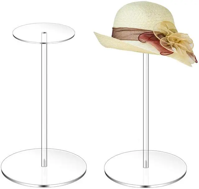 Main image of 2 Pack 12 Inch Clear Acrylic Hat Stands for Display, Hat Display Rack Holder with Round Base