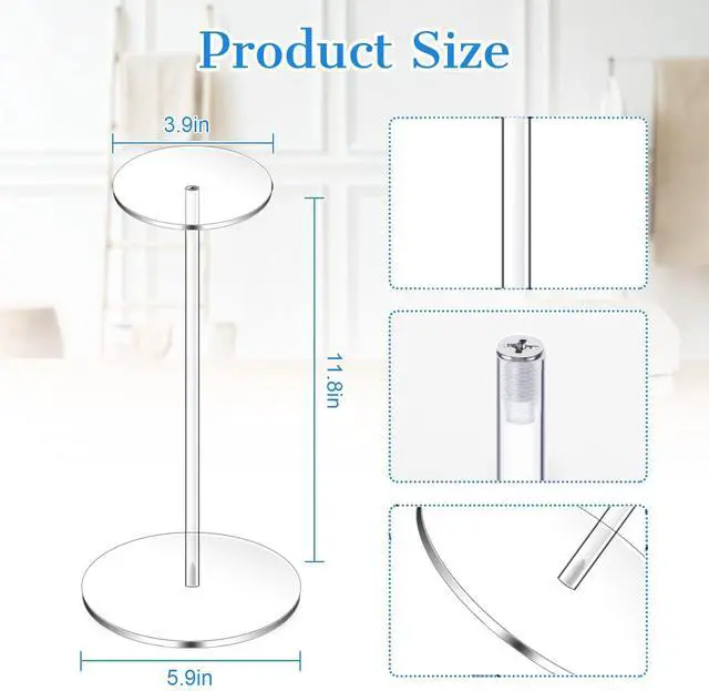 Alt view image 4 of 7 - 2 Pack 12 Inch Clear Acrylic Hat Stands for Display, Hat Display Rack Holder with Round Base
