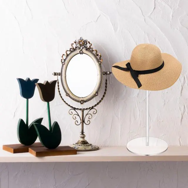 Alt view image 7 of 7 - 2 Pack 12 Inch Clear Acrylic Hat Stands for Display, Hat Display Rack Holder with Round Base