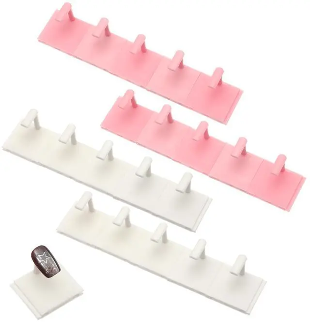 Main image of 20 Pcs Nail Stand, Nails Tip Display Holder, Nail Practice Stand, Nails Tip Practice Art Training Stands for Painting-Nails, DIY Manicure Fingernail Salon (White+Pink)