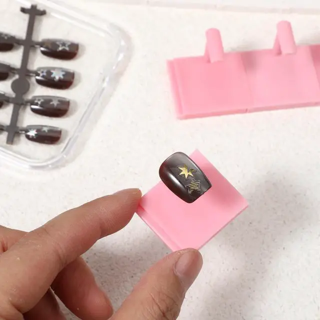Alt view image 6 of 7 - 20 Pcs Nail Stand, Nails Tip Display Holder, Nail Practice Stand, Nails Tip Practice Art Training Stands for Painting-Nails, DIY Manicure Fingernail Salon (White+Pink)