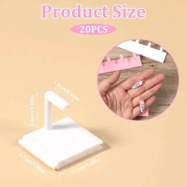 Alt view image 7 of 7 - 20 Pcs Nail Stand, Nails Tip Display Holder, Nail Practice Stand, Nails Tip Practice Art Training Stands for Painting-Nails, DIY Manicure Fingernail Salon (White+Pink)