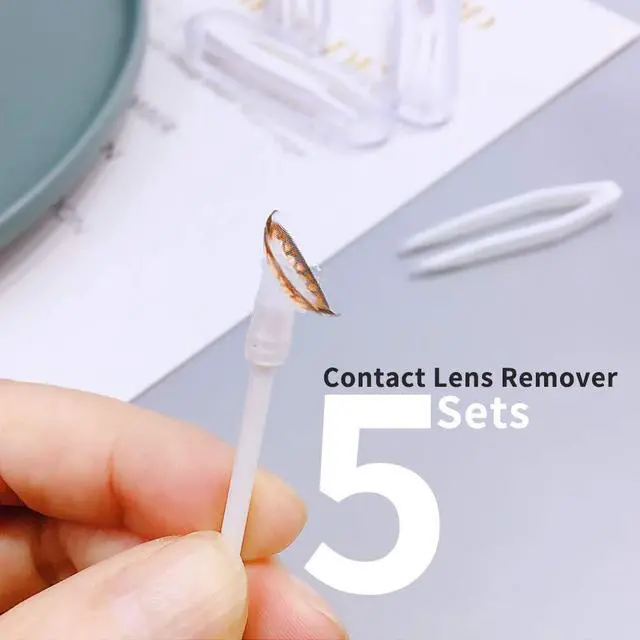 Alt view image 3 of 7 - Contact Lens Remover Tool for Soft Lenses, 5 Pack Contact Lens Applicator with Tweezers Case Portable Contact Lens Removal and Inserter Tool for Traveling