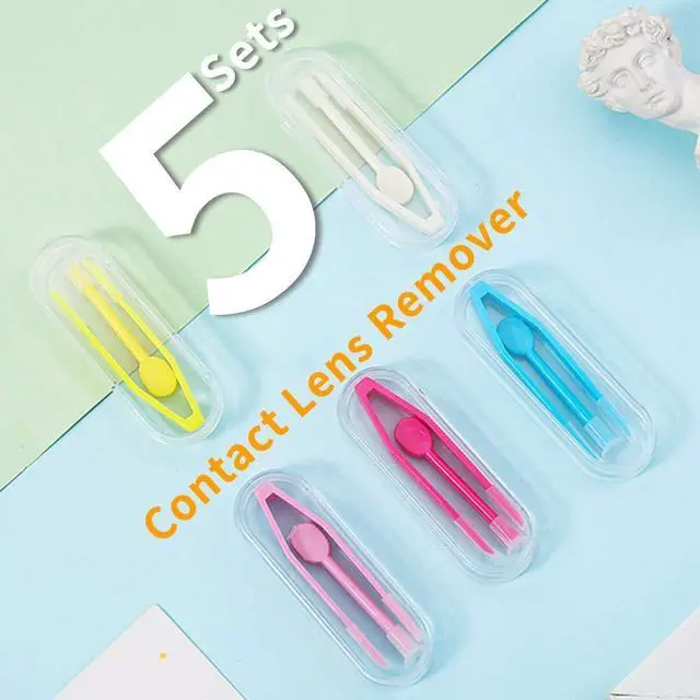 Alt view image 4 of 7 - Contact Lens Remover Tool for Soft Lenses, 5 Pack Contact Lens Applicator with Tweezers Case Portable Contact Lens Removal and Inserter Tool for Traveling