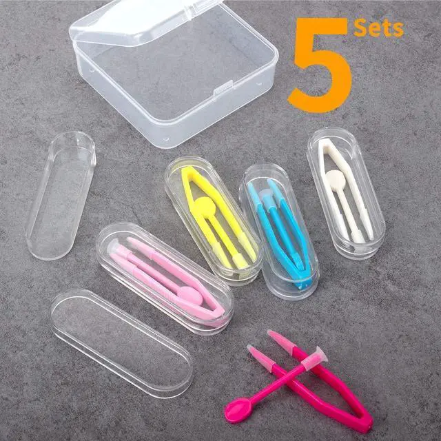 Alt view image 2 of 7 - Contact Lens Remover Tool for Soft Lenses, 5 Pack Contact Lens Applicator with Tweezers Case Portable Contact Lens Removal and Inserter Tool for Traveling