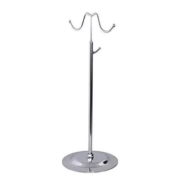 Alt view image 2 of 4 - Metal Chrome Adjustable Double Hook Handbag Purse Display Stand Countertop Women Bag Hook Rack