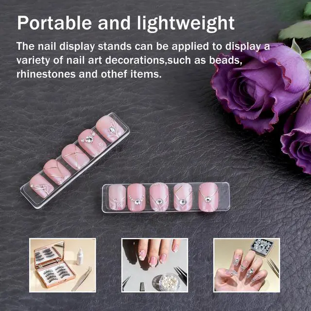 Alt view image 3 of 7 - 100PCS Transparent Acrylic Nail Art Display Stand-Press On Nail Art Fake Nail Tips Display Stand with 9.8ft Removable Double Sided Mounting Tape for Nail Salon Home Office Supply