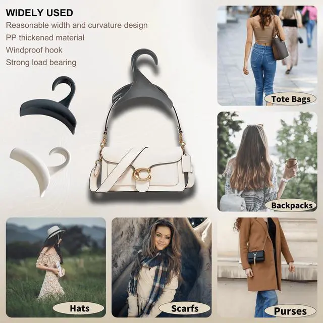 Alt view image 3 of 5 - 6 Pcs Purse Hanger Bag Hanger Purse Organizer for Closet Organizer Storage Purses Handbags Bag Backpacks Tote (White)