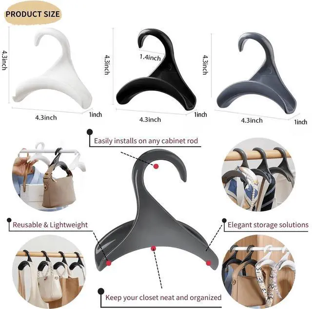 Alt view image 5 of 5 - 6 Pcs Purse Hanger Bag Hanger Purse Organizer for Closet Organizer Storage Purses Handbags Bag Backpacks Tote (White)