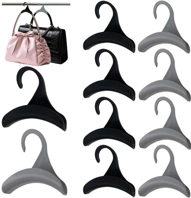 Main image of 8Pcs Purse Bag Hanger Hook Black Acrylic Purse Holder for Closet Organizer Storage, Handbag Belt Hanger for Tote Satchel Storage Space Saving Handbags Organizer(Black and Grey)