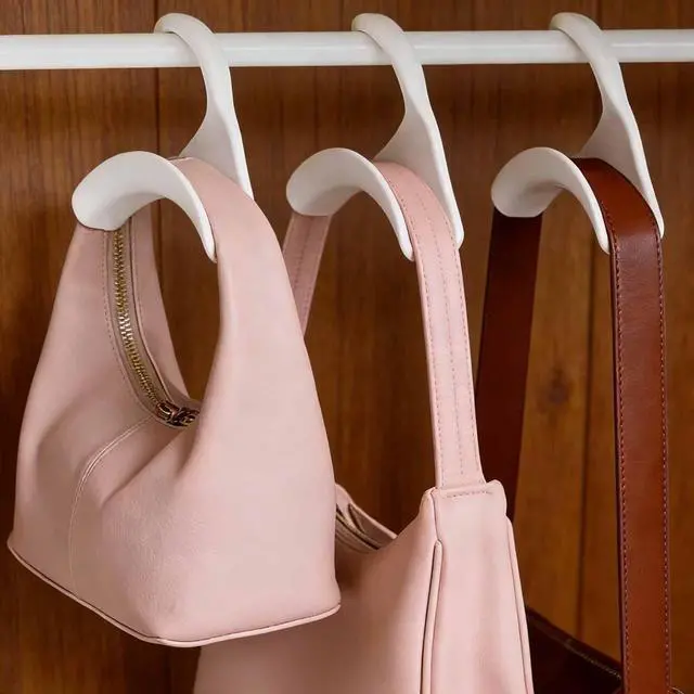 Alt view image 3 of 5 - 8 Pcs Purse Hanger Hook Acrylic White Bag Tie Handbag Belt Hanger Closet Organizer Storage Handbags Tote Holder for Storing Handbags Satchels