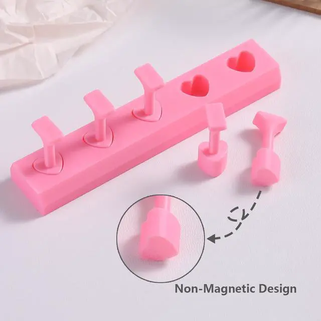 Alt view image 3 of 7 - Nail Stand for Press On Nails Art Display Practice, 2 Set Non-Mangnetic Acrylic Fake tips Nail Art Holder for Painting with Double-Sided Tape for Home DIY Beginner Salon Supplies - Pink/White