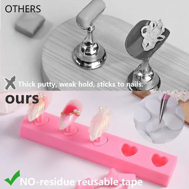 Alt view image 5 of 7 - Nail Stand for Press On Nails Art Display Practice, 2 Set Non-Mangnetic Acrylic Fake tips Nail Art Holder for Painting with Double-Sided Tape for Home DIY Beginner Salon Supplies - Pink/White