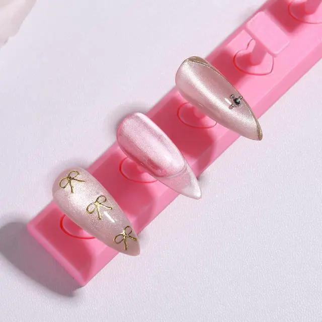 Alt view image 6 of 7 - Nail Stand for Press On Nails Art Display Practice, 2 Set Non-Mangnetic Acrylic Fake tips Nail Art Holder for Painting with Double-Sided Tape for Home DIY Beginner Salon Supplies - Pink/White