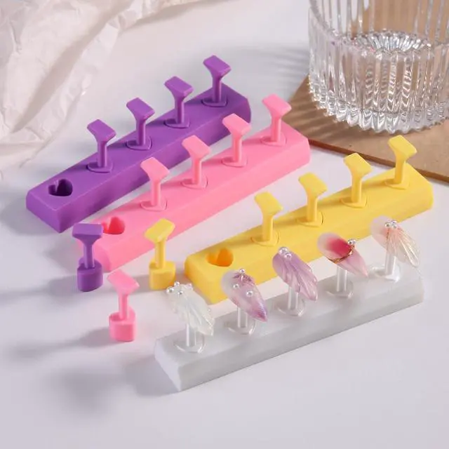 Alt view image 7 of 7 - Nail Stand for Press On Nails Art Display Practice, 2 Set Non-Mangnetic Acrylic Fake tips Nail Art Holder for Painting with Double-Sided Tape for Home DIY Beginner Salon Supplies - Pink/White