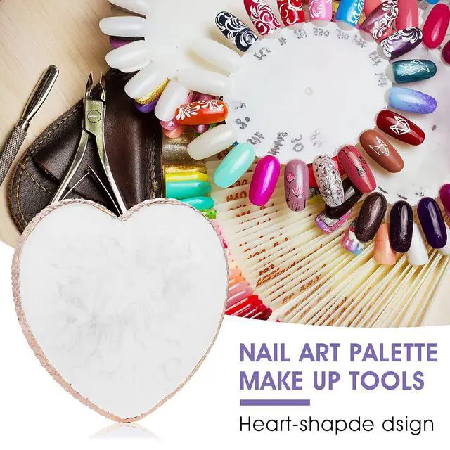 Alt view image 2 of 7 - Resin Nail Art Palette Gold Edge Nail Holder Heart Shaped Color Makeup Foundation Mixing Tools Display Board Gel Nail Art Color Mixing Palette Painting Tray Manicure Tool