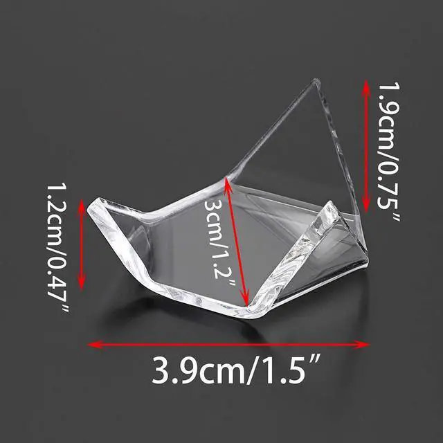 Alt view image 4 of 7 - 5 Packs Acrylic Triangle Display Holder - Display Easel Stands for Geodes Rock Mineral Agate Fossil Coral, Clear Plastic Display Stands for Small Collectibles, Small