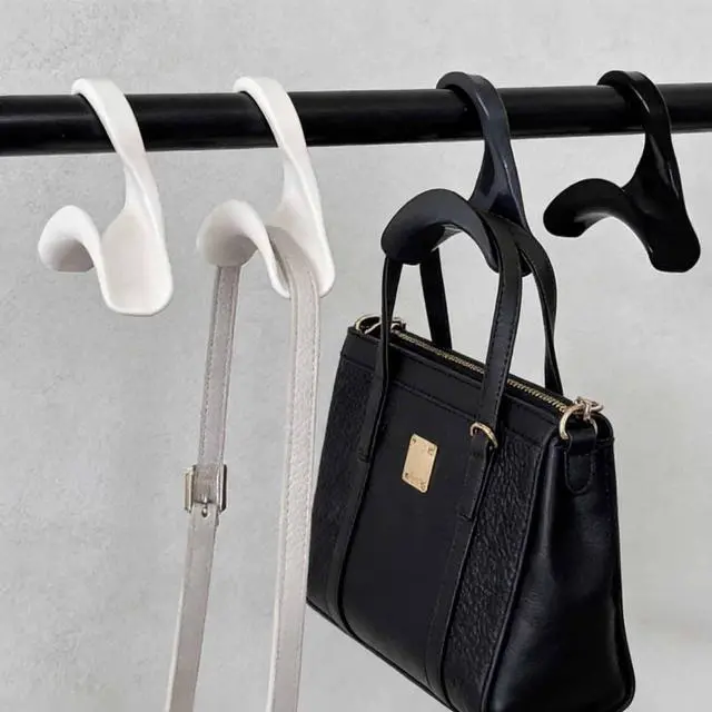 Alt view image 4 of 5 - 8 Pcs Purse Hanger Hook Acrylic White Bag Tie Handbag Belt Hanger Closet Organizer Storage Handbags Tote Holder for Storing Handbags Satchels