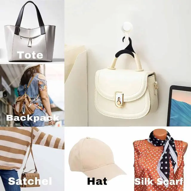 Alt view image 5 of 5 - 8 Pcs Purse Hanger Hook Acrylic White Bag Tie Handbag Belt Hanger Closet Organizer Storage Handbags Tote Holder for Storing Handbags Satchels