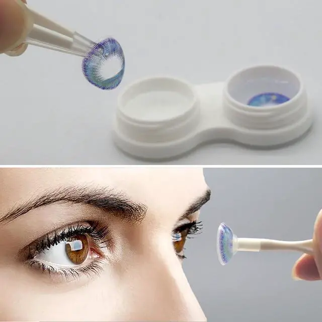 Alt view image 5 of 6 - Contact Lens Case with Cleaner Washer, Portable Cute Eye Contacts Colored Lenses Applicator Remover Tool Kit with Mirror Solution Bottle Travel Size for Daily Outdoor (Square, Silver)