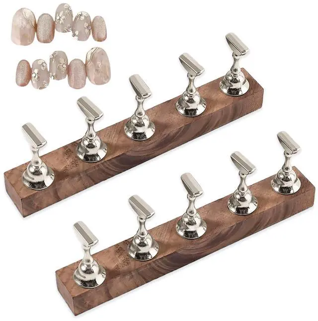 Main image of 2-Pack Super Magnetic Nail Holders Wearable Nail Bases & Nail Display Stands for Nail Art Painting (Silvery)