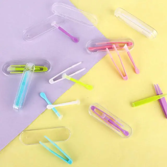 Alt view image 4 of 7 - 10 Pack Colorful Contact Lens Remover Tool Case Set Portable Tweezer Stick with Soft Tip Insert Set for Hard Soft Lenses