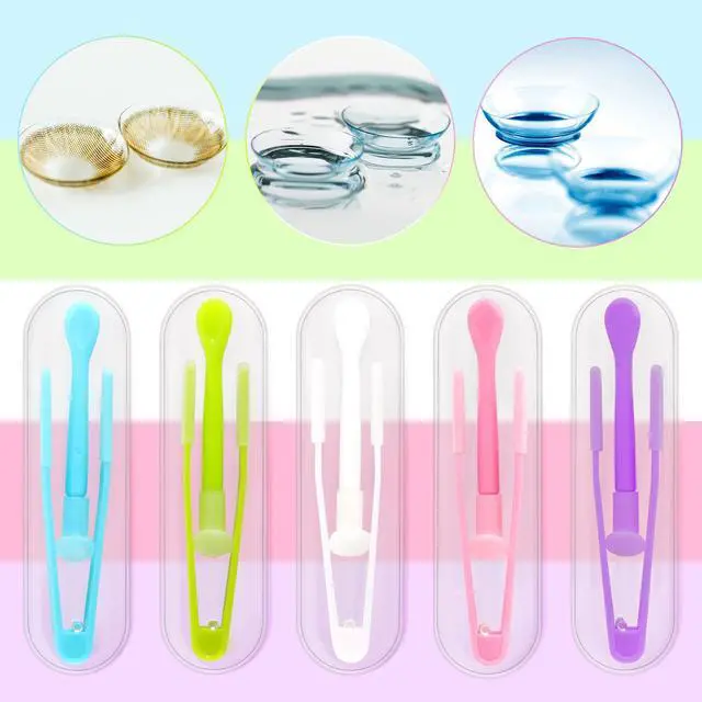 Alt view image 6 of 7 - 10 Pack Colorful Contact Lens Remover Tool Case Set Portable Tweezer Stick with Soft Tip Insert Set for Hard Soft Lenses