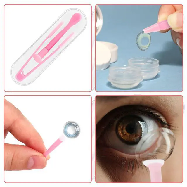 Alt view image 7 of 7 - 10 Pack Colorful Contact Lens Remover Tool Case Set Portable Tweezer Stick with Soft Tip Insert Set for Hard Soft Lenses