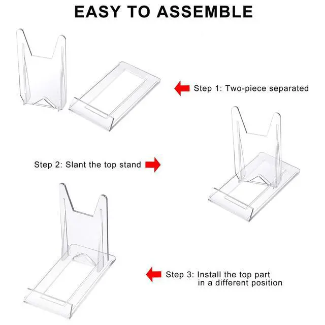 Alt view image 3 of 6 - Acrylic Plate Stands for Display Adjustable Plastic Stand Holders Picture Plate Holders Clear Mini Easels Stands to Display Pictures for Home Office Supplies Festival Party Decoration(10 Pcs)