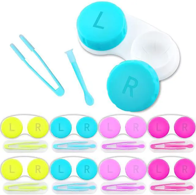 Main image of 16 Pcs Portable Contact Lens Tools Set, Inserter/Remover and Tweezer with Soft Tip Mini Eye Contact Case Box for Travel