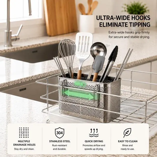 Alt view image 2 of 7 - SUS 304 Silverware Basket for Dish Rack, Hanging Utensil Holder