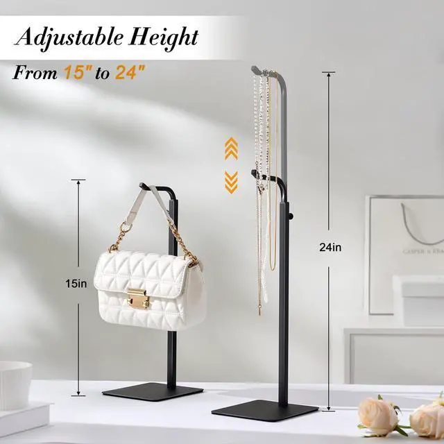 Alt view image 5 of 7 - Adjustable Purse Display Stands - Black Tabletop Display Holder for Handbags, Wreaths and Banners, for Home Closets, Retail Displays and Vendor Booths (1-Pack)